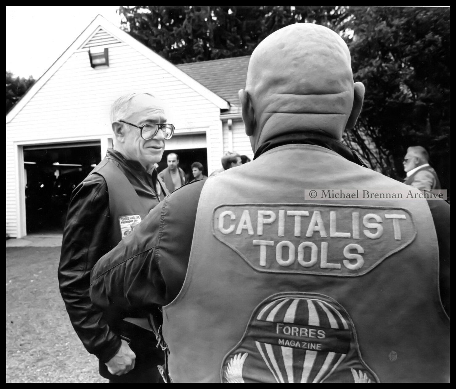 Malcolm Forbes with Motorcycling Companions — Bedminster, New Jersey · Apr 15, 1989