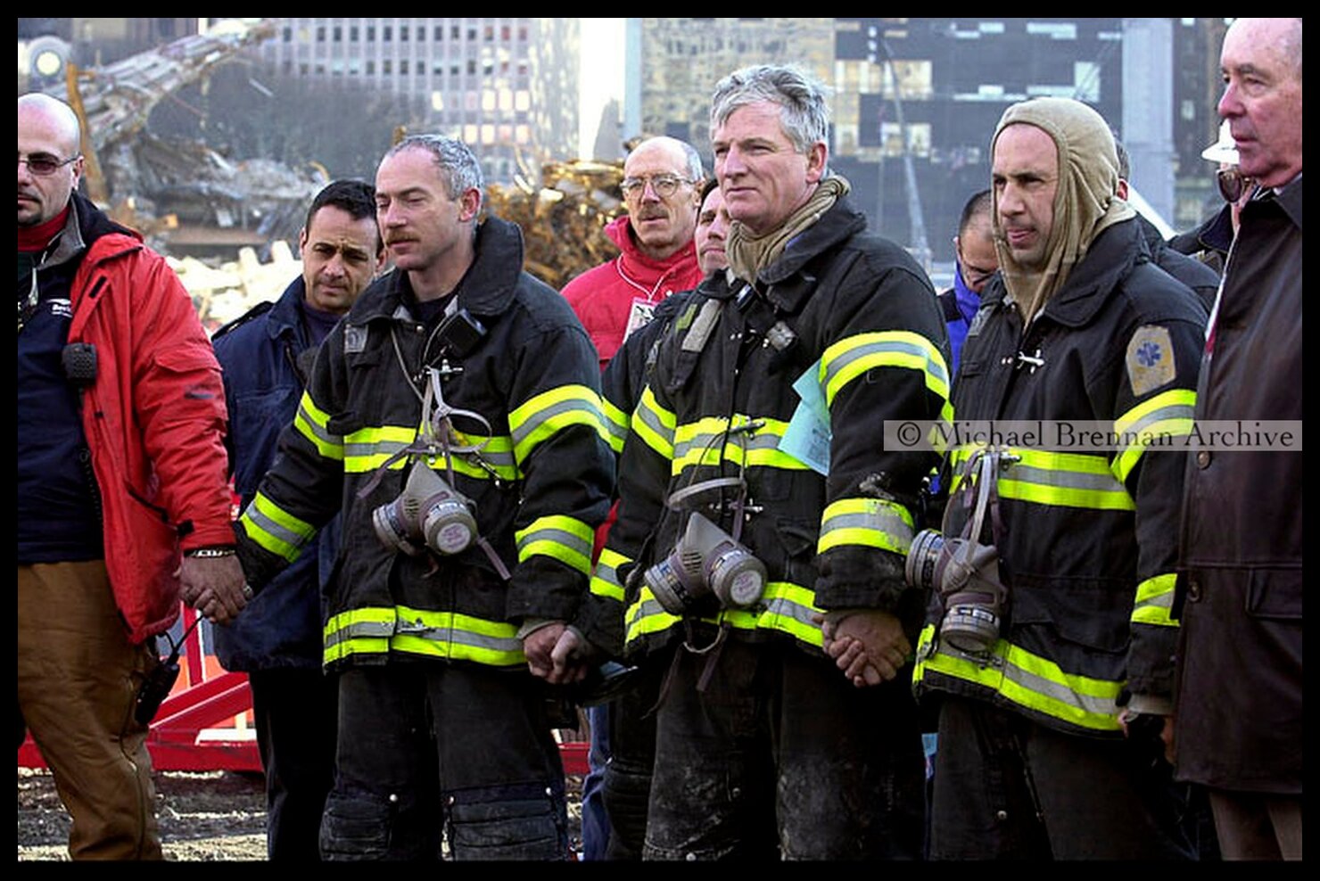 Rescue Workers Celebrating Christmas Mass at Ground Zero — New York City · Dec 25, 2001