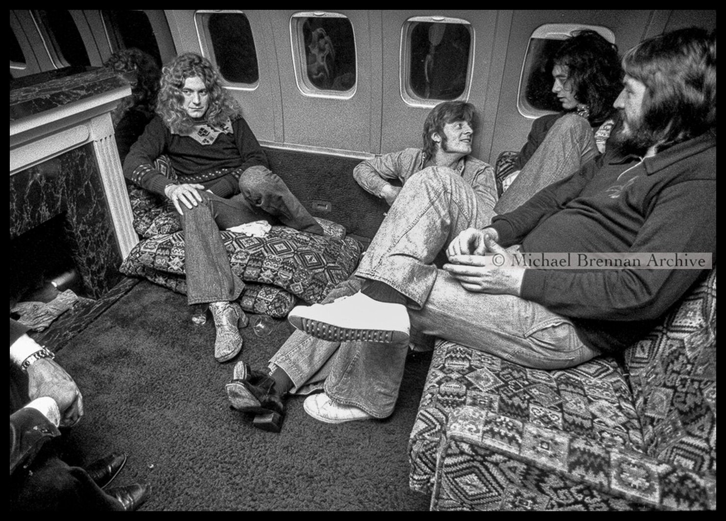 Led Zeppelin Aboard Chartered Jet — En Route to Detroit · Jan 1975