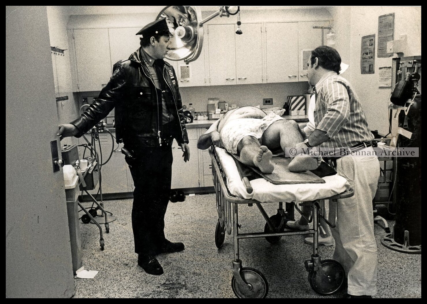 Injured NYPD Officer at Bellevue Hospital — New York City · 1974