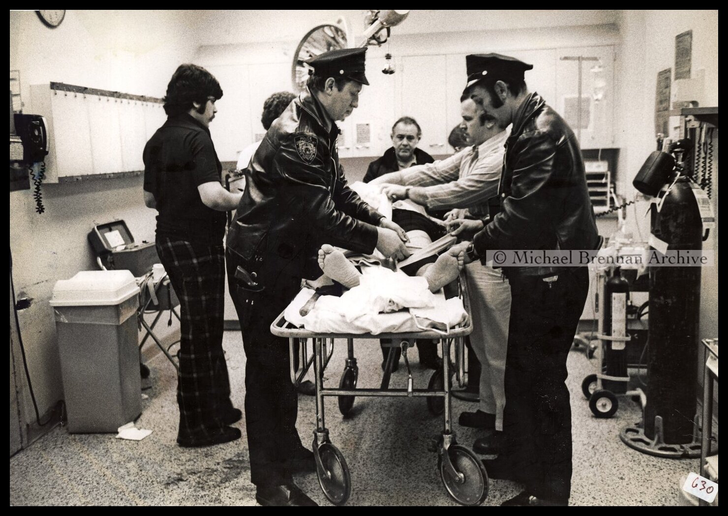 Injured NYPD Officer at Bellevue Hospital — New York City · 1974