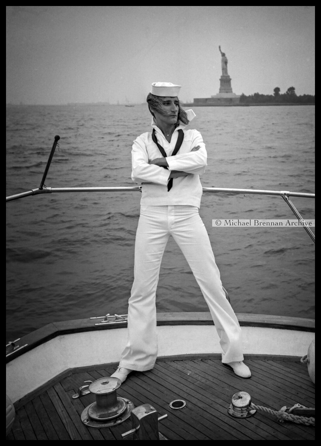 Rod Stewart Filming “Sailing” — New York Harbour · Aug 1975