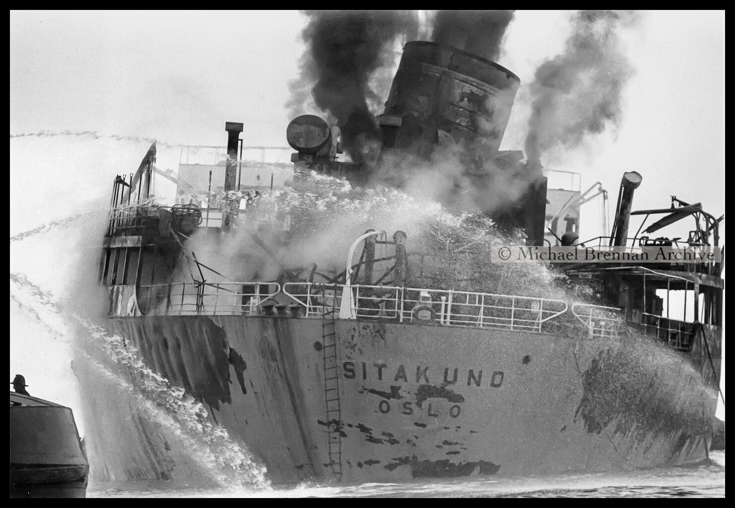 Burning Oil Tanker Sitakund — Eastbourne, England · Oct 21, 1968